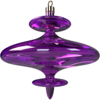 Jouet d'arbre de noël en verre violet soufflé 3d. élément de conception réaliste de noël et bonne année. png