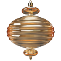 3d blown gold glass Christmas tree toy. Christmas and Happy New Year realistic design element. png