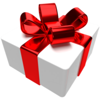 3d gift box icon. Christmas holiday white red gift wrap. png