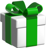 3d gift box icon. Christmas holiday white gift wrap. png