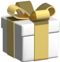 3d gift box icon. Christmas holiday white gift wrap. png