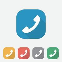 Telephone Icon, Icon icon, square Flat Button, Web And Mobile App Design Illustration vector