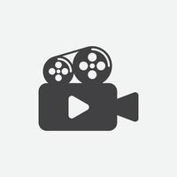 ilustración de vector de icono de grabadora de vídeo, icono de película de cámara, señal de vídeo, símbolo de cine, icono plano de cámara de vídeo, diseño de ilustración de cámara de vídeo