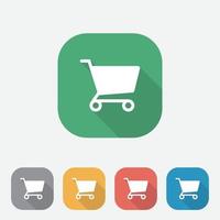 Buy, shop icon, shopping cart flat icon, colourful button, square vector sign with shadow effect. Flat style design.