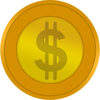 Symbol für Goldmünzen. mit Dollarzeichen, Yuan, Euro, Pfund und Baht. Illustration png