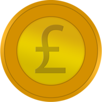 Symbol für Goldmünzen. mit Dollarzeichen, Yuan, Euro, Pfund und Baht. Illustration png