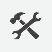 icono de vector de herramientas de servicio, conjunto de herramientas de llave y martillo iconos web, icono de vector plano de herramientas de servicio de reparación