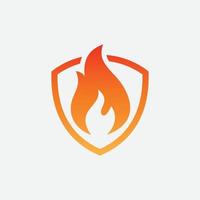 plantilla de vector de diseño de logotipo de escudo de fuego, concepto de logotipo de fuego de escudo, símbolo de icono de escudo de fuego, icono de protección contra incendios, icono de vector de seguridad, icono de protección