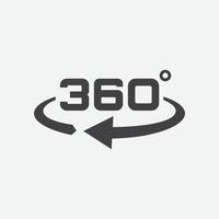 vector de plantilla de diseño gráfico de icono de vista de 360, icono de ángulo de 360 grados en estilo plano moderno, vector de icono de aplicación de 360 grados para vista de área de 360