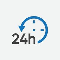 24 hours online vector icon, 24h support icon, Non stop working shop or service symbol, 24h Flat icon vector illustration