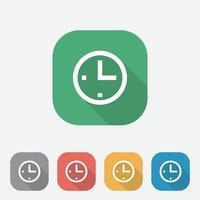 icono de reloj en estilo plano, icono de tiempo cuadrado colorido, icono de tiempo con sombra lateral, diseño plano de icono para aplicaciones y sitio web, ilustración vectorial, eps10 vector