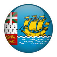 bandeira arredondada de saint pierre e miquelon 3d com fundo transparente png