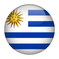 bandeira arredondada 3d de uruguai com fundo transparente png