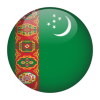 turkmenistán bandera redondeada 3d con fondo transparente png