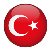 Turquia 3d bandeira arredondada com fundo transparente png