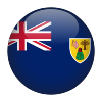 turks et caicos drapeau arrondi 3d avec fond transparent png