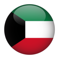 Kuwait 3d bandeira arredondada com fundo transparente png