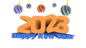 happy new year 2023 animation. swinging hanging ball decoration. 3d illustration design. video