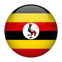 bandeira 3d arredondada de Uganda com fundo transparente png