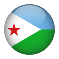 Djibouti drapeau arrondi 3d avec fond transparent png