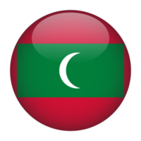 Maldiven 3d afgeronde vlag met transparant achtergrond png
