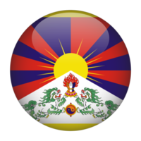 Tibet 3d arrotondato bandiera con trasparente sfondo png