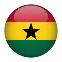 drapeau arrondi 3d du ghana avec fond transparent png