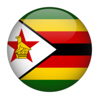 bandeira arredondada 3d do zimbabwe com fundo transparente png