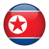 bandera redondeada 3d de corea del norte con fondo transparente png