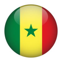 Sénégal drapeau arrondi 3d avec fond transparent png