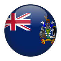 georgia del sur y las islas sándwich del sur bandera redondeada 3d con fondo transparente