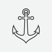 icono del logotipo del vector de anclaje, náutica marítima, símbolo de ilustración de barco oceánico, icono de vector de ancla, barco marítimo náutico pirata, icono de ancla, icono de vector simple