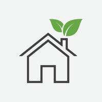 casa verde o icono de vector de casa, signo de ilustración de icono de vector de hoja de casa, icono simple de casa ecológica, vector de icono de casa pequeña, símbolo de casa plano simple. ilustración de casa
