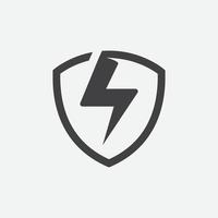 Creative electric shield logo design template, Modern vector symbol of electric power protection, bolt sign with shield, Electric Power Shield, Modern Shield Symbol Logo Design