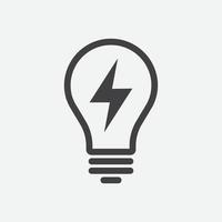 imagen vectorial de la lámpara. diseño de icono de bombilla, vector de icono lineal de bombilla, icono de signo de idea, icono de solución, diseño de concepto de pensamiento, lámpara eléctrica de iluminación