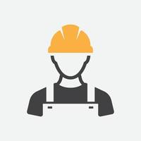 trabajador de la construcción icono vector persona perfil avatar con casco duro y chaqueta, constructor hombre en un casco, icono, ilustración vectorial