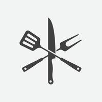 BBQ with flame icon, Grill sign meat and food icon, fork, spatula and knife Barbeque icon symbol, Barbeque Icon Vector Illustration Sign