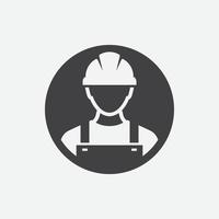 trabajador de la construcción icono vector persona perfil avatar con casco duro y chaqueta, constructor hombre en un casco, icono, ilustración vectorial