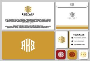 Letter A K S monogram logo design with business card template vector