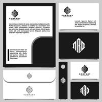 Creative monogram logo design with stationery template vector