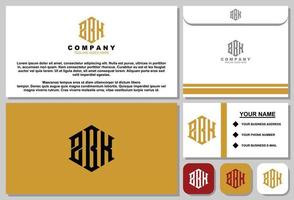 Letter Z B K monogram logo design with stationery template vector