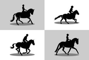 Set of creative equestrian silhouette logo design vector