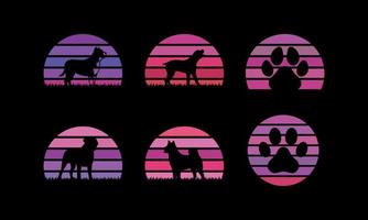 dog with sunset for t shirt design vector