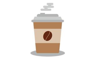 Coffee cup illustration isolated on background. Plastic coffee cup with hot coffee in flat style vector