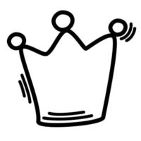 Crown. Birthday element. Line art symbol for web printing and applications. Vector illustration in doodle style hand-drawn isolated on the white background.