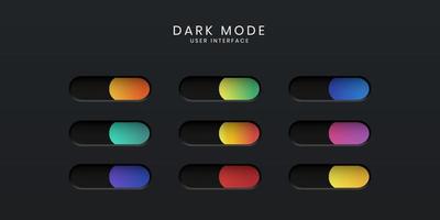 Simple 3D Switch Button UI in Dark Mode vector
