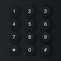 Modern 3D Dial pad dark mode design vector