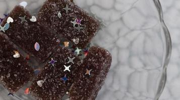 Jelly Candies With Sugar Coating In Glass Bowl photo