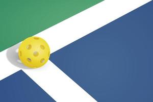 pickleball background with a yellow ball over the field line. Pickleball background with negative space to put your text. great for posters, flyers, banners, etc. vector