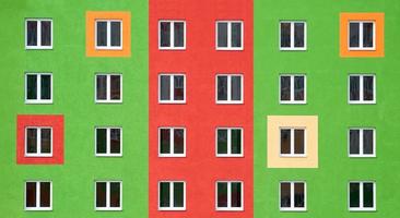 Bright facade, residential building with large Windows photo